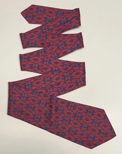 Vintage Gino Ponti Men’s Necktie Tie 100% Silk Blue Red Geometric Short Italy - Picture 1 of 10