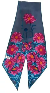 Vintage Vera Scarf Teal Magenta Floral Print - Picture 1 of 5