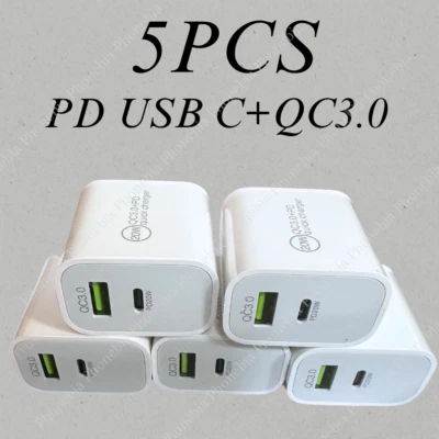 Cubo de carga rápida USB C doble puerto USB A y tipo C enchufe PD para iPhone 16 15 14 lote Foto 1 de 4