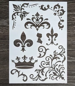 A4 Multi Design Kunst Handwerk Farbe Möbel Wand Schablone Shabby Chic Neu Wiederverwendbar - Bild 1 von 2