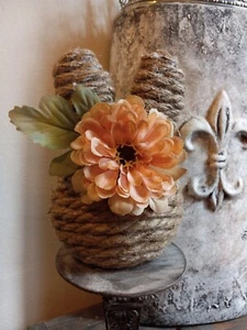 Farmhouse handmade rope bunny with flower - Picture 1 of 9