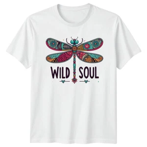 Wild Soul Dragonfly Hippie Nature T-Shirt Floral Boho Insect Tee - Picture 1 of 10