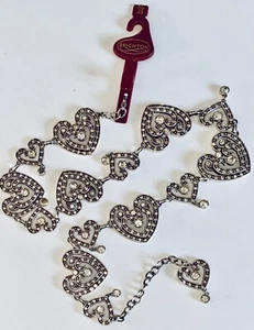 "Cinturón retirado Brighton vintage pesado estrás corazón colgante ajustable pequeño 36""" - Imagen 1 de 11