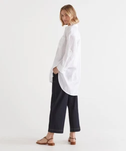 New SUSSAN sz 12 white linen oversize long sleeve shirt - Picture 1 of 17