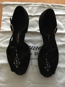Tanzschuhe - Schwarzes Rauhleder mit Strassapplikationen, Gr. 5 (ca. 38) - Bild 1 von 4
