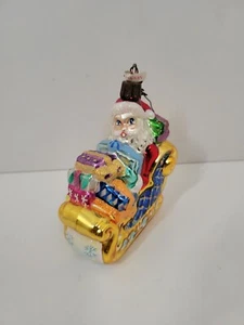 Special Delivery Santa Sleigh Gifts Blown Glass Christmas Ornament Poland 2002 - Picture 1 of 5