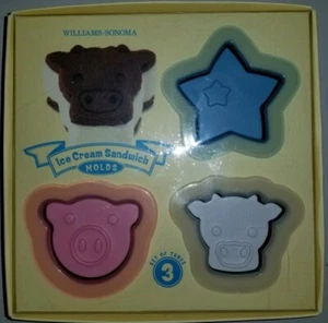 Williams Sonoma Eis Sandwich Formen Ausstechformen Kuh Stern Schwein Rosa Blau - Bild 1 von 7