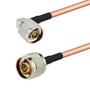 2-pcs N Type Male Right Angle to N Type Male RG142 Coaxial Pigtail Cable 25cm - Picture 1 of 3