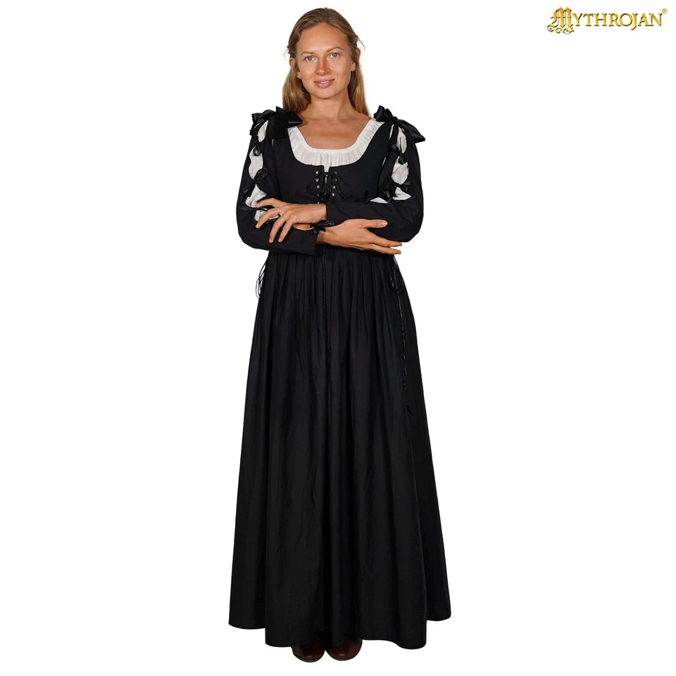 Renaissance Women Dress Medieval Costume Irish Long Victorian Lady Dress - Black - Image 1 of 4