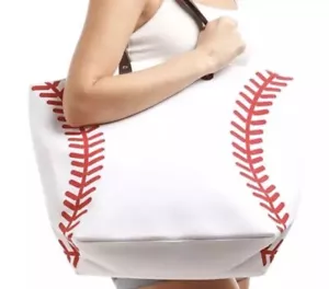 Bassballl Canvas Tragetasche Mama Teen Sport Doppelgriff innen Reißverschluss Tasche leer - Bild 1 von 5