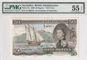 Seychelles, 50 Rupees, 1968, AUNC, p17a, "SEX" Note - Picture 1 of 2