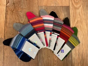 Ladies Burlington Fashion Cotton Stripe Socks - Picture 1 of 3