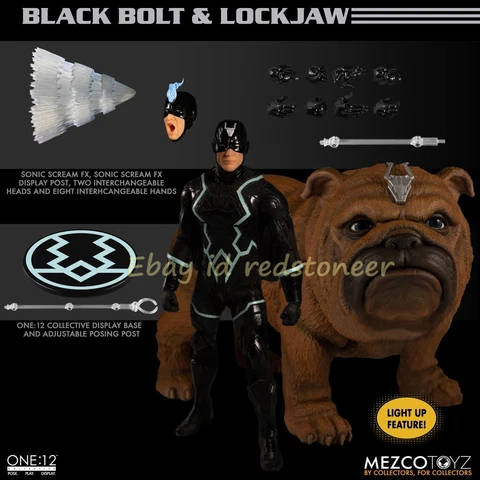 MEZCO Black Bolt & Lockjaw 1/12 6" Action Figures Model Collection Deluxe LED Cover