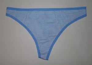 NO BOUNDARIES BLUE STRIPE THONG PANTIES M MEDIUM JUNIORS - Picture 1 of 2