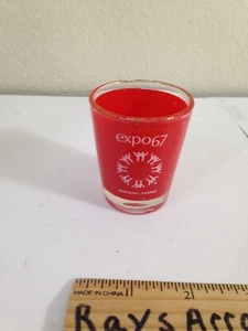 TRAVEL SHOT GLASS EXPO 67 Montreal Red Logo Worlds fair InternationalExposition - Picture 1 of 7