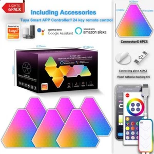 Smart Triangle Light Panel Music Sync Gaming Wall Lights Party Decor Rhythm Lamp - Picture 1 of 16