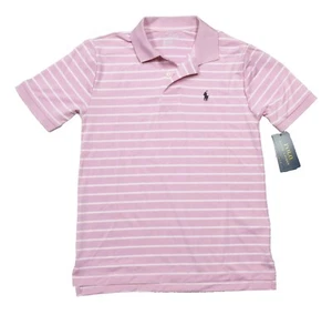 Polo Ralph Lauren Performance Boys Pink Stripe Short Sleeve Polo Shirt - Picture 1 of 3