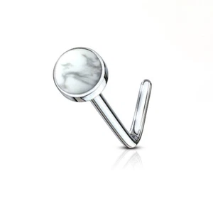 20 Gauge Nose Stud Screw Rings Stainless Steel with Semi Precious Stone Jewelry - Picture 1 of 23