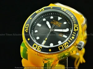 Invicta Men's 52mm GRAND PRO DIVER ANATOMIC Yellow Clear Case Strap SS Watch - Picture 1 of 9