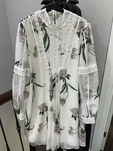 Ted Baker A line Embroidered Mini Dress, Size 4 UK 14 White - Picture 1 of 7