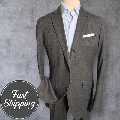 BANANA REPUBLIC Mens 2 Piece Suit Blazer Jacket 44L Pant 36W Gray Wool Blend - Image 1 of 4