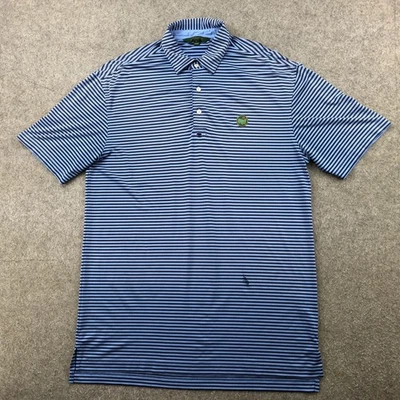 Camisa Polo Masters Para Hombre Mediana Azul Rayas Berckmans Place Manga Corta Golf Foto 1 de 4