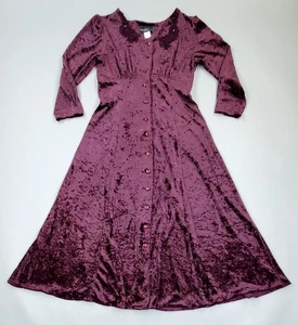 Vintage 90s Molly Malloy Burgundy Red Crushed Velvet Dress Sz 6 Holiday - Bild 1 von 15