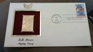 Mighty Casey Folk Heroes 1996 First Day Cover 22kt Gold Replica 32c Stamp  - Picture 1 of 4