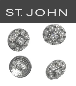 St John Knits (0,6 pollici) bottoni rotondi tono argento perla ghiaccio e cristallo nero  - Foto 1 di 1