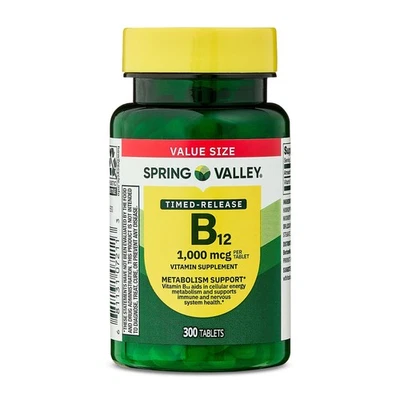 Spring Valley Vitamin B12 Supplement Timed-Release Tablets , 1000 mcg, 300 Count - Image 1 of 4