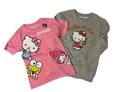 NEW 2pc Sanrio Hello Kitty & Friends Sweatshirt & T-shirt - Girls Small 8/10 - Image 1 of 4
