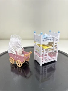 Calico critters/sylvanian families Triple Baby Bunk Beds Stroller Toys - Picture 1 of 2