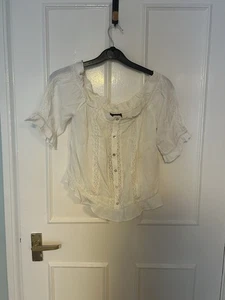Vero Moda White Linen Cotton Blouse - Size M - Picture 1 of 2