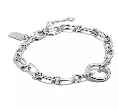 Bracciale COACH maglia catena (rodio) nuovo con etichette braccialetto tono argento