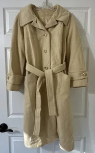 Vintage 100% Kaschmir Damen Trenchcoat elfenbein/cremefarben, Bindegürtel - Bild 1 von 15