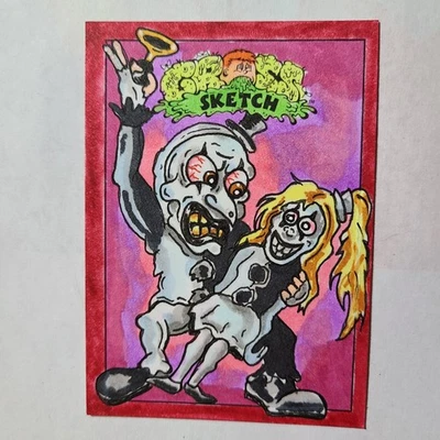 CUBO DE BASURA NIÑOS TARJETA DE BOCETO TARJETA GRUESA CON TERROR ART THE CLOWN SCHERES  Foto 1 de 2