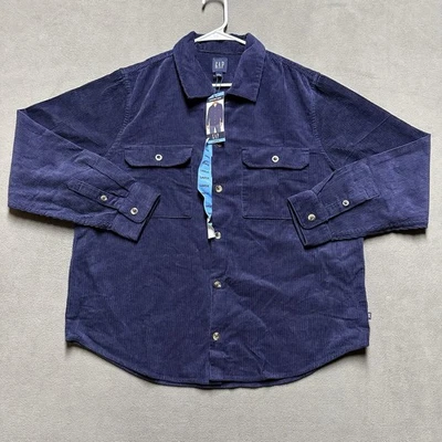 NWT GAP Shirt Mens Large Navy Blue Corduroy Long Sleeve Button Up MSRP $80 - Image 1 of 4