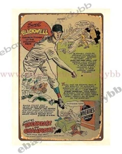 wall plaque 1948 Wheaties EWELL BLACKWELL baseball player Reds metal tin sign - Picture 1 of 4