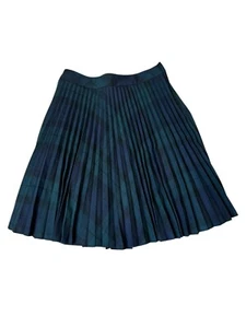 Polo Ralph Lauren Girl's Tartan Navy Blue Pleated Twill Lined A-Line Skirt Sz 7 - Picture 1 of 5