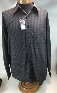 Arrow USA Button Down Dress Shirt Size 17-17.5 Classic Fit Fine Charcoal Plaid - Picture 1 of 7