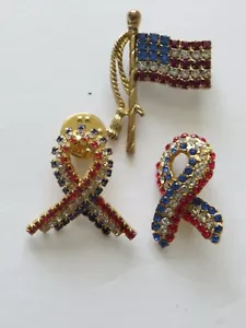 Vintage Mode Mode Strass Patriotische Brosche Anstecknadel Set #46 - Bild 1 von 5