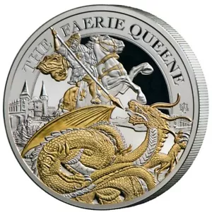 FAERIE QUEENE REDCROSSE AND DRAGON 2024 2 OZ PLATA SELECTIVA ORO ST HELENA - Imagen 1 de 3