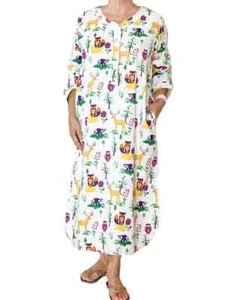 La Cera Flannel Henley Night Shirt Gown Forest Animals Nighty - Size Small - NWT - Picture 1 of 17