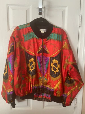 Chaqueta de satén vintage multicolor Metro para mujer - talla desconocida Foto 1 de 2