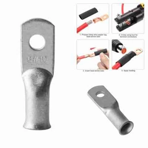 Ring Terminals 6AWG #10 Stud Tinned Copper Lugs Red &Black 3:1 Heat Shrink - Picture 1 of 8
