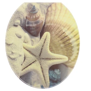 Pegatina de tapa de inodoro extraíble con patrón de estrella de mar de PVC para baño - Imagen 1 de 2