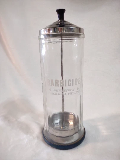 Vintage Barbicide Disinfectant Jar Storage Jar Barber Shop Collectible - Image 1 of 4