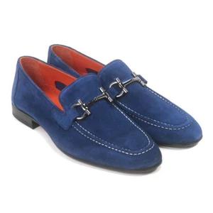 Sigotto Uomo Ocean Blue Suele Bit Leather Sole Loafer - Picture 1 of 16