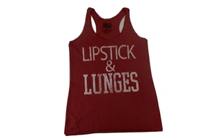 Chin-Up Apparel Womens Lipstick & Lunges Racerback Tank Top Shirt New S - Picture 1 of 5