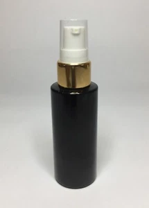50ml PET Plastic Black Cylindrical Bottle+White/Shiny Gold Serum Pump ANY AMOUNT - Picture 1 of 2